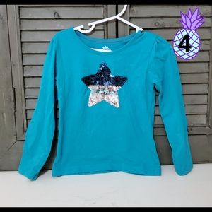 Sequins Star 3D Star blue long sleeved shirt